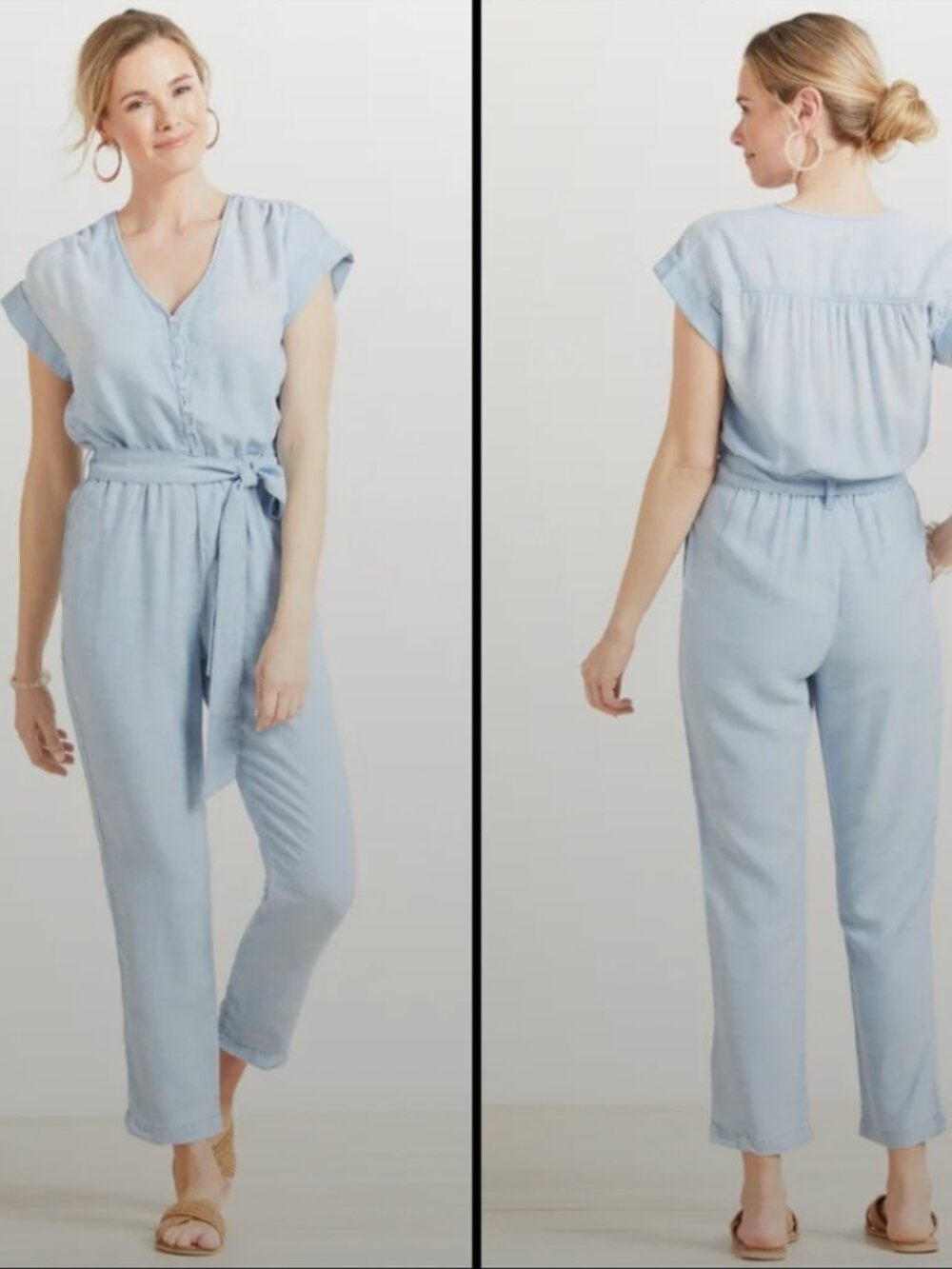 Anthropologie Cloth & Stone Chambray Jumpsuit - Size Small
